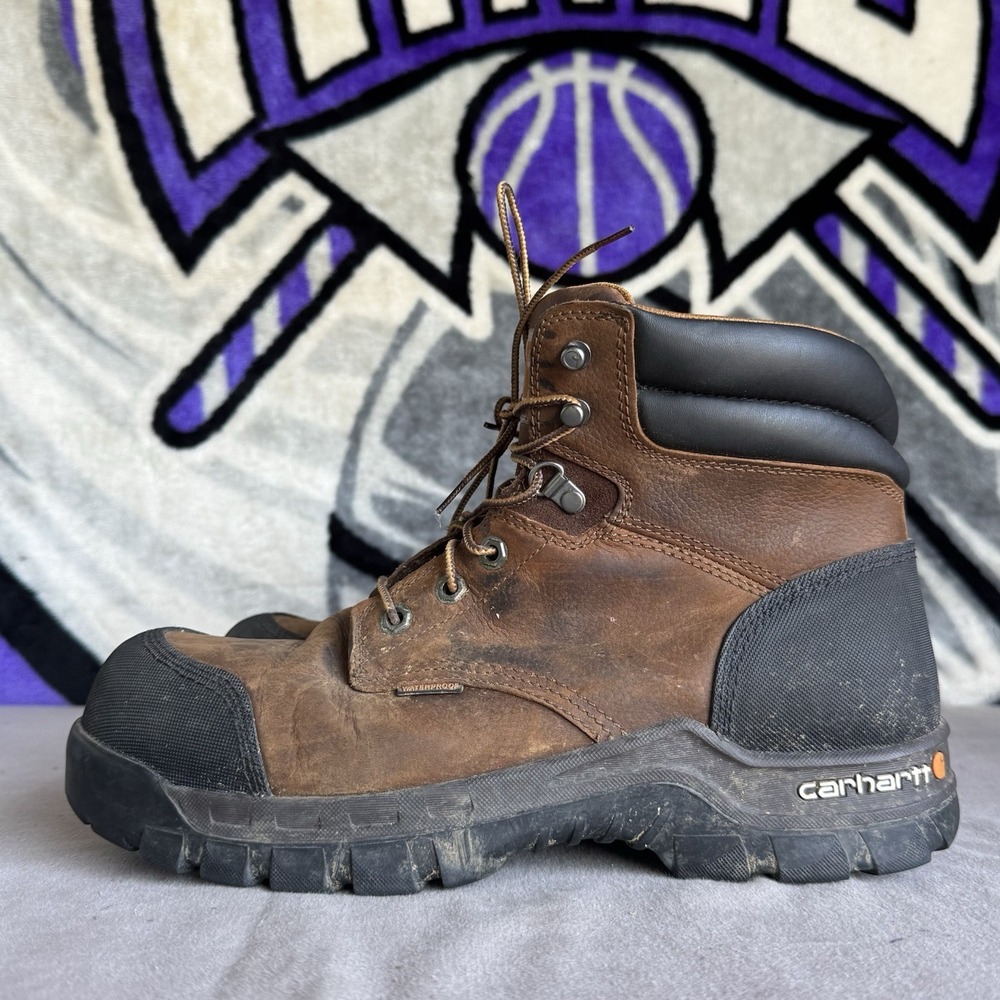 Size 11.5 - Carhartt Rugged Flex 6" Brown Work Boots‎ Leather Comp Toe Men's